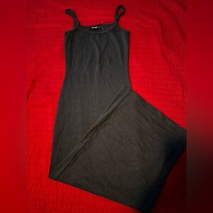 Missguided fitted maxi dark gray dress